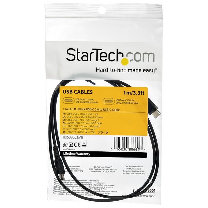 Startech Cavo da Usb 2.0 a Usb-c di 1mt Nero