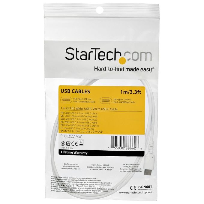 Startech RUSB2CC1MW Cavo Usb-C di 1mt Bianco