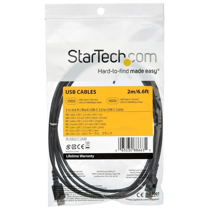 Startech Cavo Usb-C di 2mt Nero