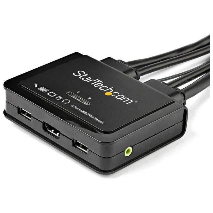 StarTech.com SV211HDUA4K Switch KVM HDMI a 2 porte 4K 60Hz con cavi integrati USB Audio supporto UHD 3840x2160 Pixel colore Nero