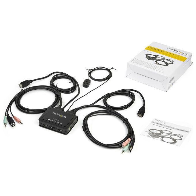 StarTech.com SV211HDUA4K Switch KVM HDMI a 2 porte 4K 60Hz con cavi integrati USB Audio supporto UHD 3840x2160 Pixel colore Nero