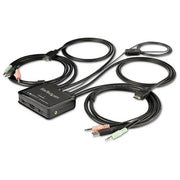 StarTech.com SV211HDUA4K Switch KVM HDMI a 2 porte 4K 60Hz con cavi integrati USB Audio supporto UHD 3840x2160 Pixel colore Nero