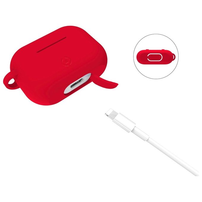Celly Custodia AIRCASE 3 Per Airpods in Silicone Rossa