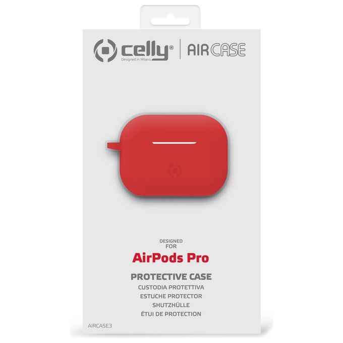 Celly Custodia AIRCASE 3 Per Airpods in Silicone Rossa