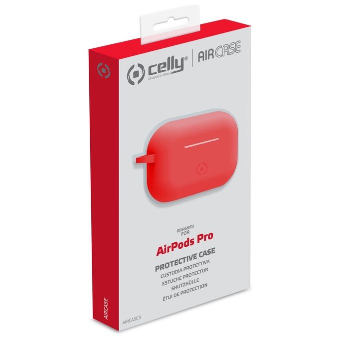Celly Custodia AIRCASE 3 Per Airpods in Silicone Rossa