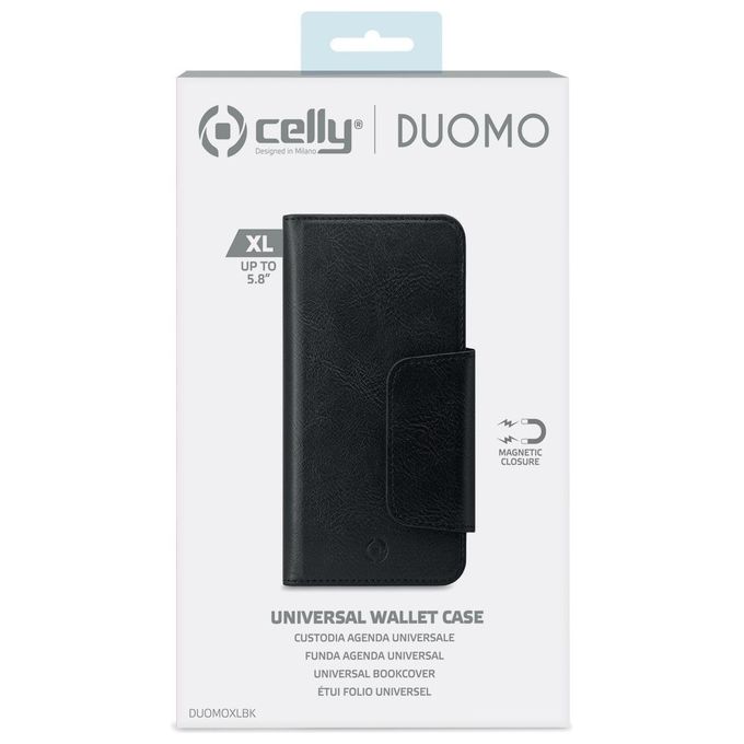 Celly Duomo Wallet Custodia per Smartphone fino a 5,8'' Nero