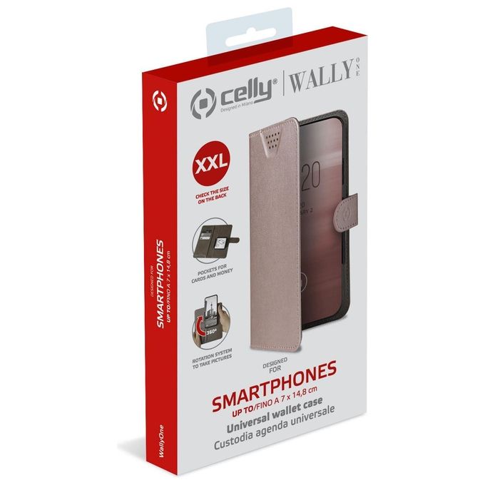 Celly Wally One XXL Cover per Cellulari 5''-5.5'' Rosa
