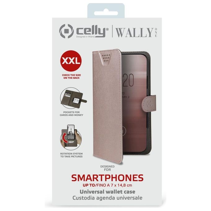 Celly Wally One XXL Cover per Cellulari 5''-5.5'' Rosa