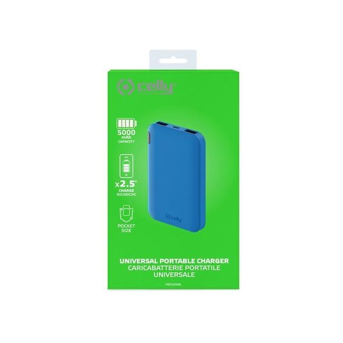Celly Pbe5000 Batteria Portatile Blu Ioni di Litio 5000Mah
