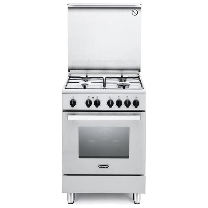 De Longhi DMW 64 ED Linea Design Cucina a Gas Libera Installazione Forno Elettrico 4 Fuochi Classe energetica A Coperchio in Cristallo 6 Funzioni 60 cm Bianco