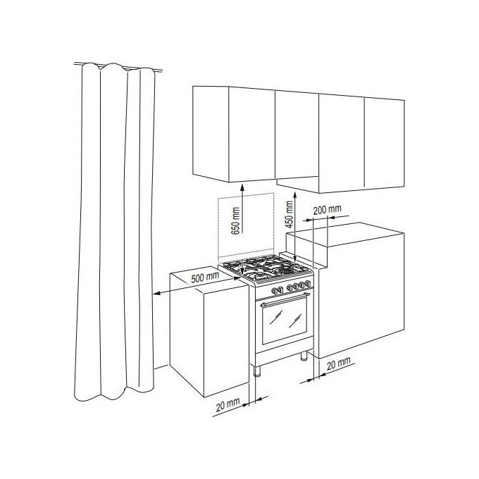 De Longhi DMW 64 ED Linea Design Cucina a Gas Libera Installazione Forno Elettrico 4 Fuochi Classe energetica A Coperchio in Cristallo 6 Funzioni 60 cm Bianco