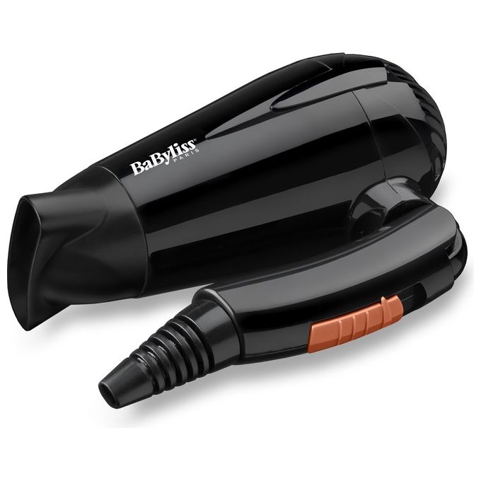 Babyliss 5344E Asciugacapelli da Viaggio 2000W Leggero e Compatto con Manico Pieghevole Doppio Voltaggio Nero