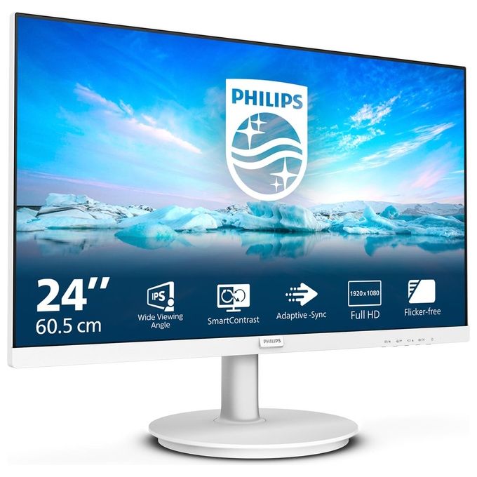 Philips 241V8AW V Line Monitor PC 23.8'' IPS FHD 1920x1080 100Hz 4ms Adaptive Sync Altoparlanti colore Bianco