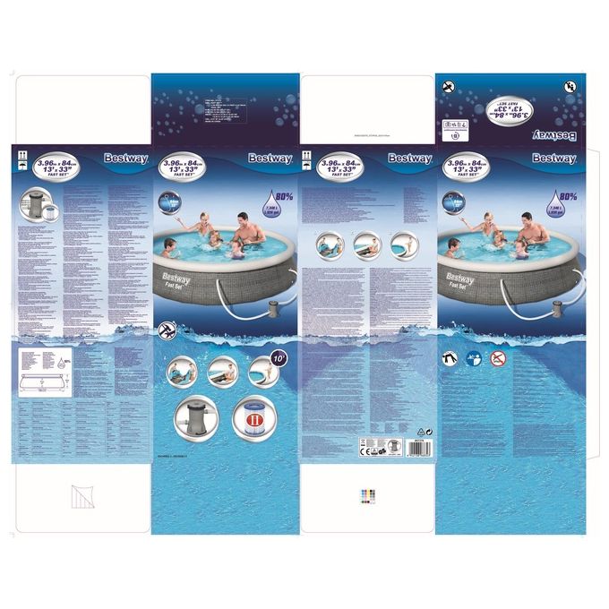 Bestway Fast Set Inflatable Pool Set Round Rattan 396x84c