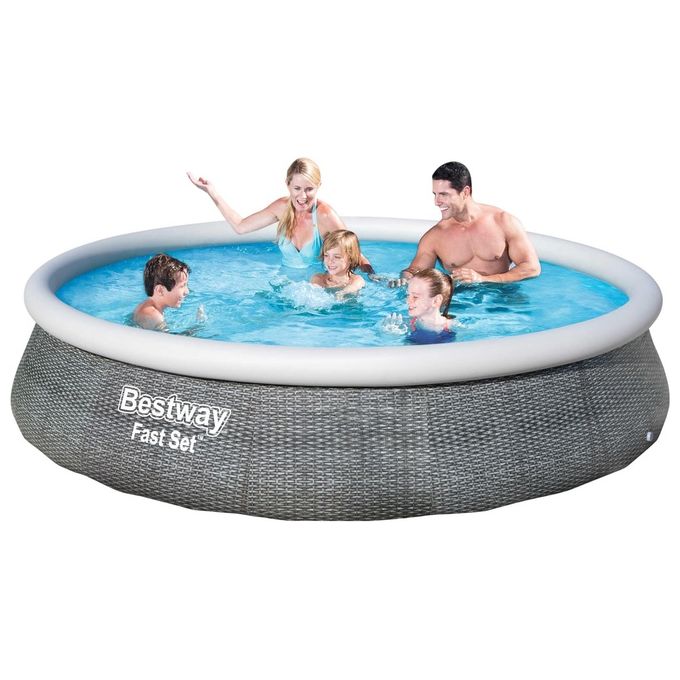 Bestway Fast Set Inflatable Pool Set Round Rattan 396x84c
