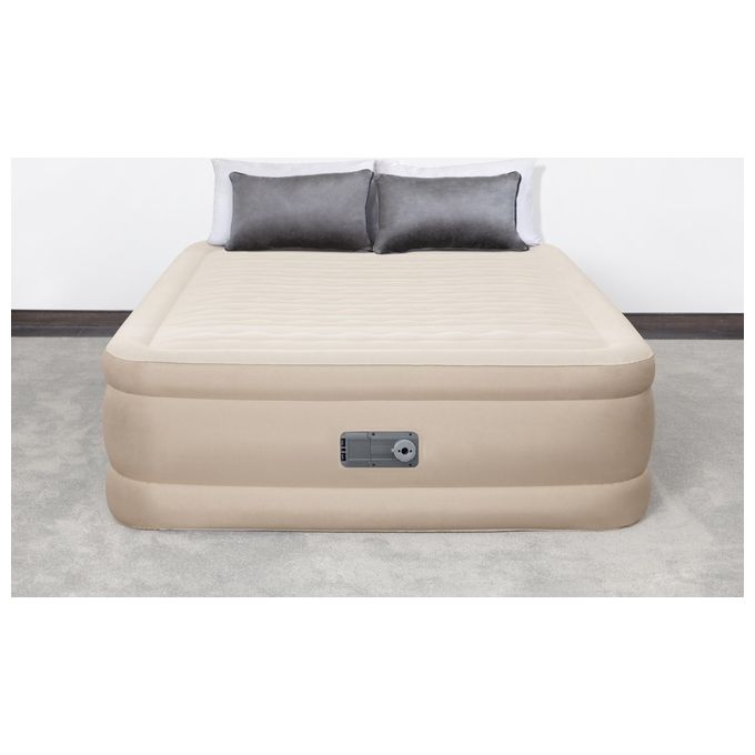 Bestway 69050 Fortech Materasso Gonfiabile Matrimoniale con Pompa Integrata 203x152x46 cm 350 Kg colore Beige