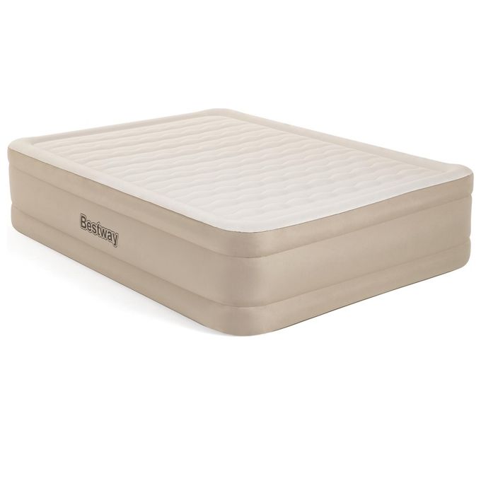 Bestway 69050 Fortech Materasso Gonfiabile Matrimoniale con Pompa Integrata 203x152x46 cm 350 Kg colore Beige