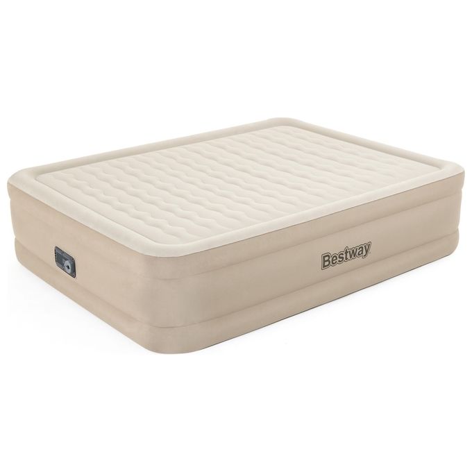 Bestway 69050 Fortech Materasso Gonfiabile Matrimoniale con Pompa Integrata 203x152x46 cm 350 Kg colore Beige