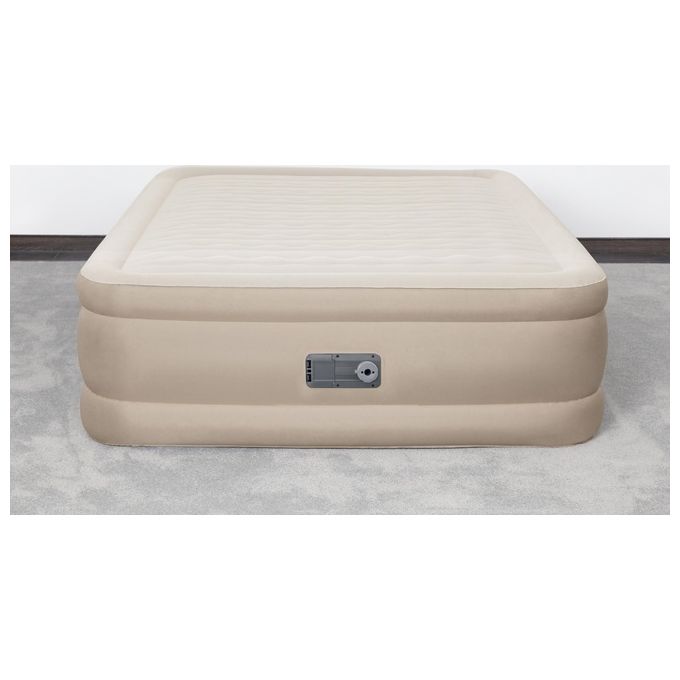 Bestway 69050 Fortech Materasso Gonfiabile Matrimoniale con Pompa Integrata 203x152x46 cm 350 Kg colore Beige