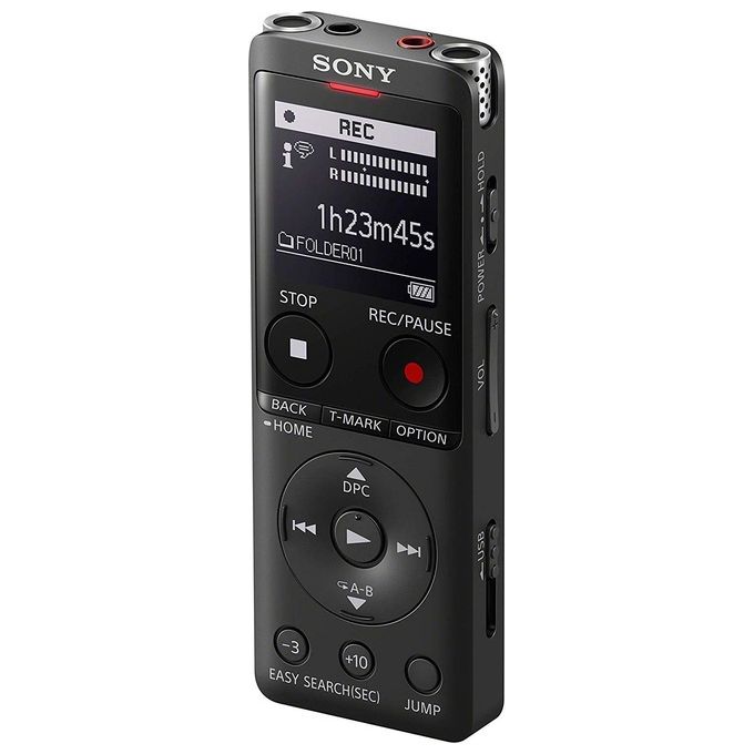 Sony ICD-UX570 Registratore Vocale Stereo Display OLed Riduzione Rumori Sottofondo Memoria 4Gb + Slot microSD Nero