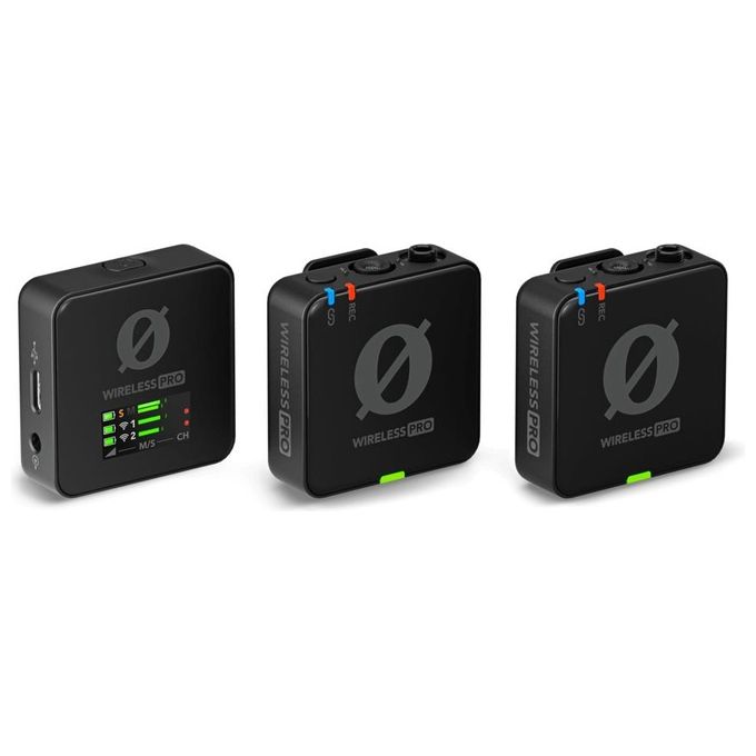 RØDE WIRELESS PRO Sistema Microfono Wireless a 2 Canali con Registrazione 32-Bit Float Timecode Integrato 260 m 2 Microfoni Lavalier Colore Nero