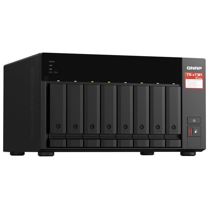 Qnap TS-873A-8G NAS Tower 8 Bay AMD Ryzen Embedded V1500B 4 Core 8GB DDR4 2x 2.5GbE 2x PCIe Gen3 2x M.2 NVMe colore Nero