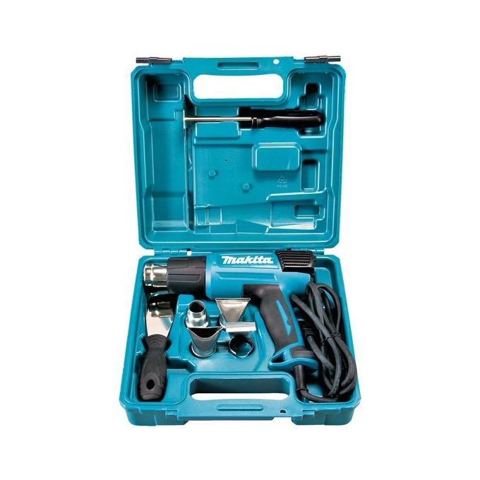 Makita HG6031VK Termosoffiatore Elettrico 1800 W 600 °C 9 Posizioni 500 l-min con Valigetta colore Nero Blu
