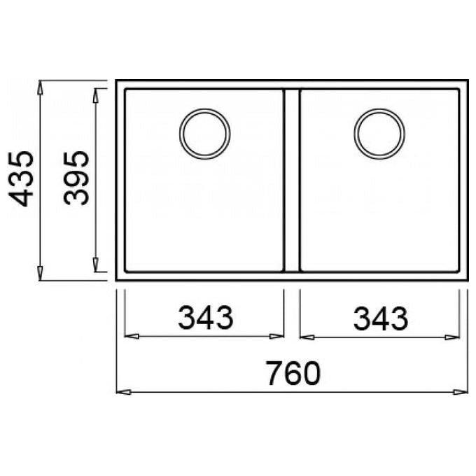 Elleci LKQ35086BSO Quadra 350 Lavello Keratek Plus 2 Vasche 76 cm