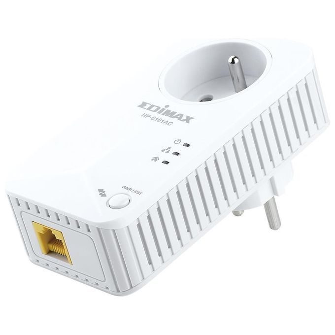 Edimax HP-6101ACK Adattatore Powerline 600 Mbit-s con Presa Integrata 1 Porta Fast Ethernet colore Bianco