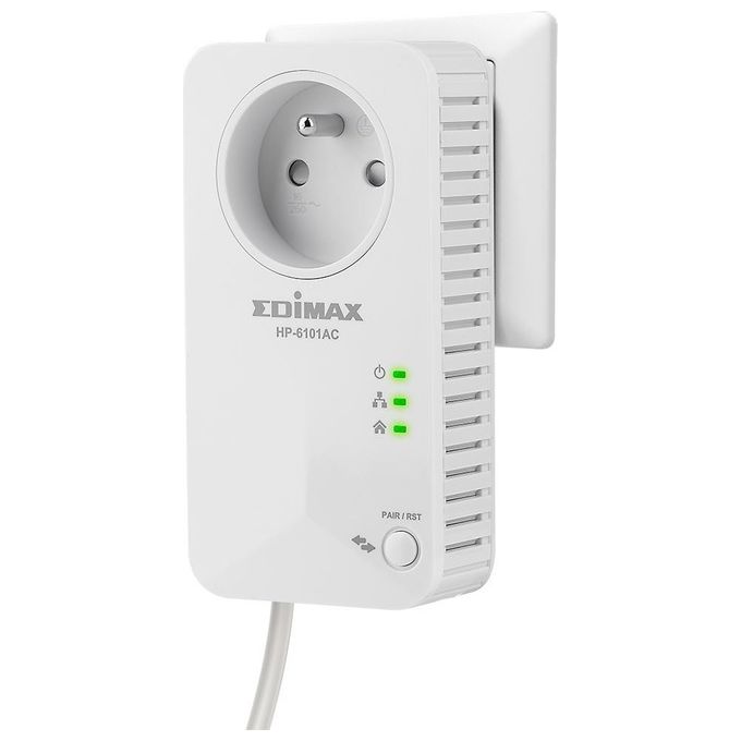 Edimax HP-6101ACK Adattatore Powerline 600 Mbit-s con Presa Integrata 1 Porta Fast Ethernet colore Bianco