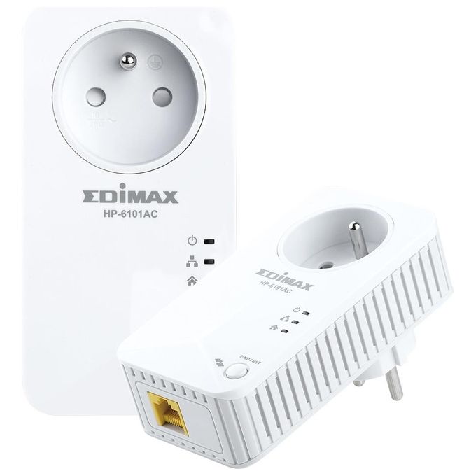 Edimax HP-6101ACK Adattatore Powerline 600 Mbit-s con Presa Integrata 1 Porta Fast Ethernet colore Bianco