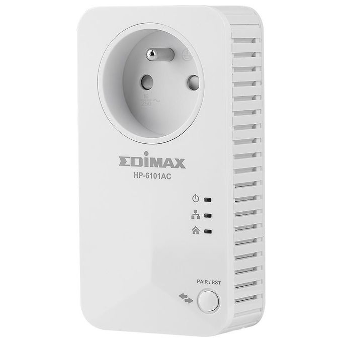 Edimax HP-6101ACK Adattatore Powerline 600 Mbit-s con Presa Integrata 1 Porta Fast Ethernet colore Bianco