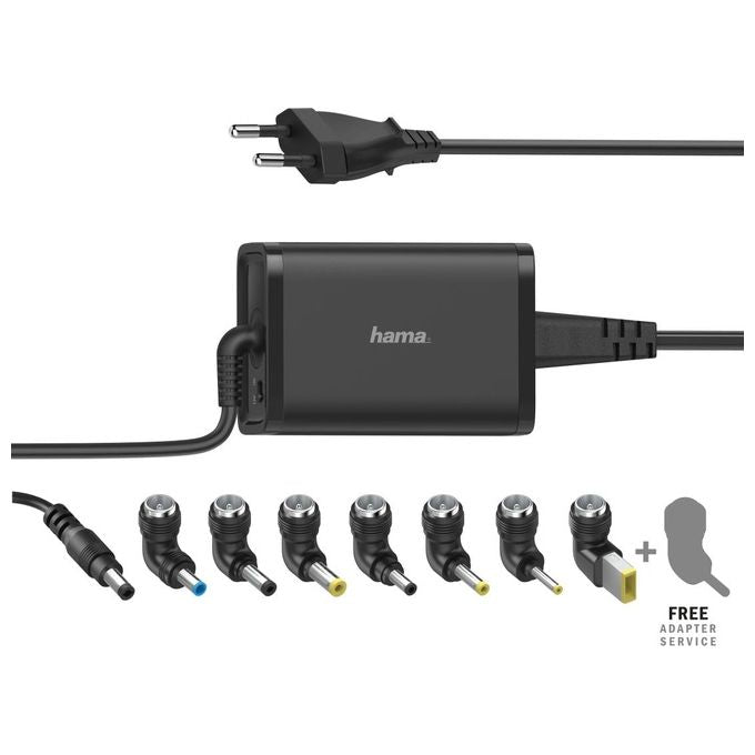 Hama 00200002 Alimentatore per Notebook Universale 15-19 V 65 W 7 Adattatori Acer Asus Dell HP Lenovo colore Nero