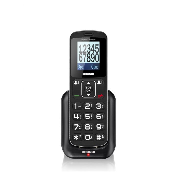 Brondi Amico Home Cellulare ideale per anziani 1.77'' Tasti Grandi Tasto SOS Volume Alto Dual Sim Nero