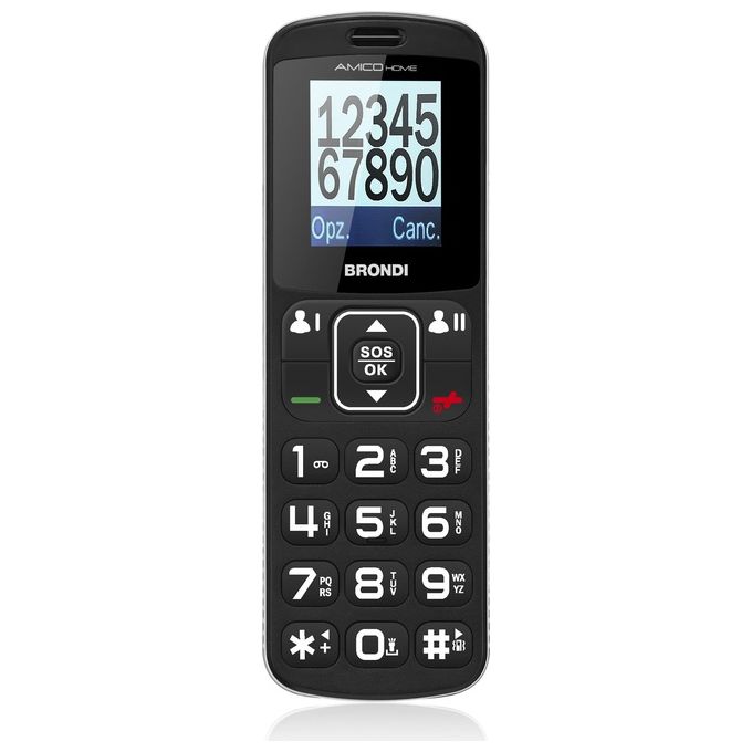 Brondi Amico Home Cellulare ideale per anziani 1.77'' Tasti Grandi Tasto SOS Volume Alto Dual Sim Nero