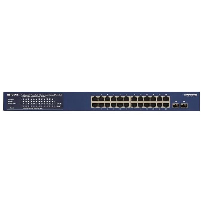 Netgear GS724TP-300EUS Switch Gestito L2 L3 L4 24 porte Gigabit Ethernet PoE+ 190W 2 slot SFP colore Blu