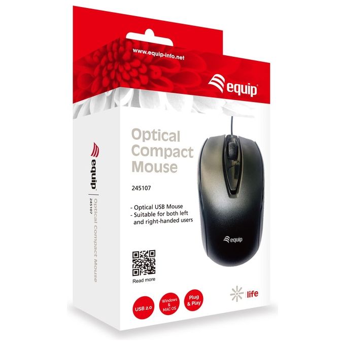 Nilox NX245107 Mouse USB Tipo A Ottico 1000 DPI Ambidestro