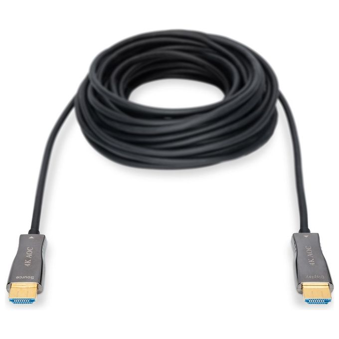 Digitus AK-330125-200-S Cavo HDMI in fibra ottica ibrido AOC 20 m 4K 60Hz 18 Gbps HDR HDCP 2.2 colore Nero