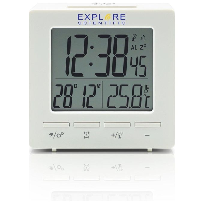 Explore Rdc-1005 Orologio Sveglia Radiocontrollato Temperatura Calendario Doppio Allarme Bianco