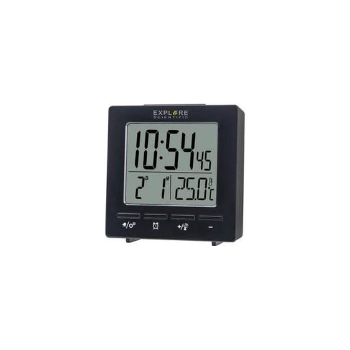 Explore Rdc-1005 Orologio Sveglia Radiocontrollato Temperatura Calendario Doppio Allarme Nero