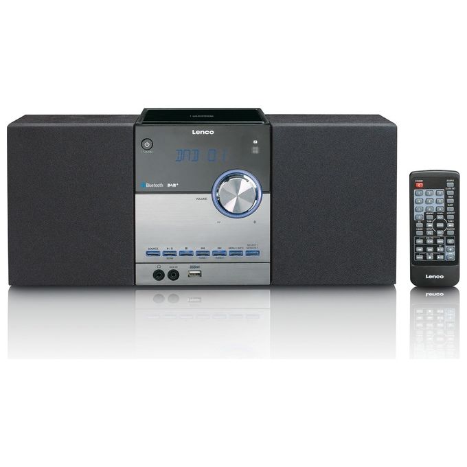 Lenco MC-150 Impianto Stereo Analogico e Digitale 22W Nero-Argento