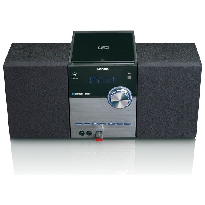 Lenco MC-150 Impianto Stereo Analogico e Digitale 22W Nero-Argento