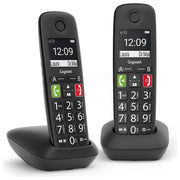 Gigaset E290 Duo Telefono Cordless DECT GAP Senior Display 2'' Vivavoce Rubrica 150 Voci Autonomia 10 ore colore Nero