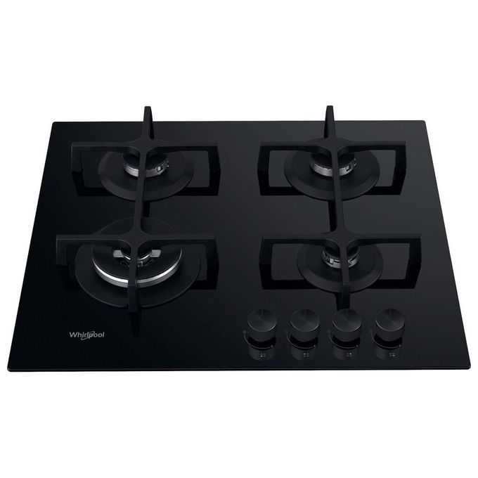Whirlpool GOA6423NB1 Piano cottura a gas 60 cm 4 fuochi griglie in ghisa comandi frontali colore Nero
