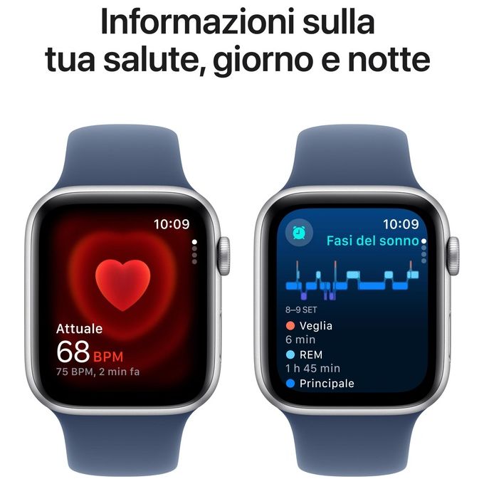 Apple MXEQ3QL-A Watch SE Smartwatch GPS 44mm Cassa in Alluminio con Cinturino Denim Sport Band colore Blu