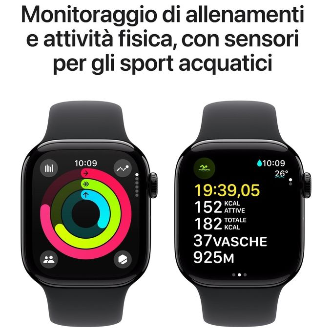 Apple MWWE3QL-A Watch Series 10 Smartwatch GPS 42mm Cassa Alluminio 64 GB watchOS 11 colore Jet Black