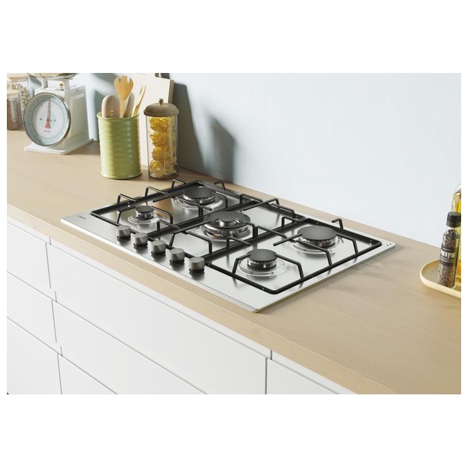 Candy CHW74WX - Piano cottura a gas 5 zone, (75 cm), Acciaio Inox
