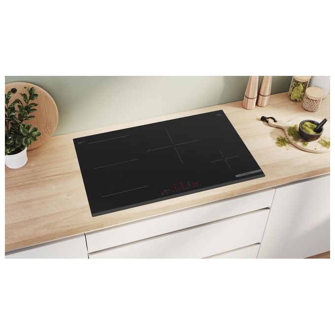 Bosch PVS83KHC1Z Serie 6 Piano cottura a induzione 80 cm 4 zone Touch DirectSelect PowerBoost Wi-Fi Home Connect colore Nero