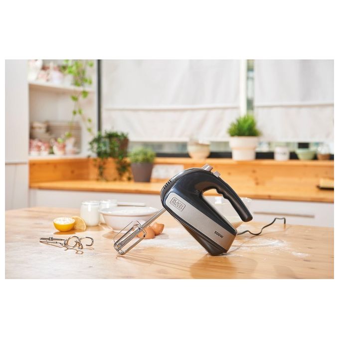 Black+Decker Sbattitore Elettrico a 5 Velocita' per Montare 500W Acciaio Inox-Plastica Nero