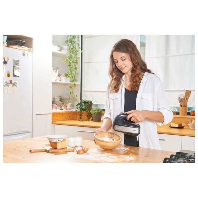 Black+Decker Sbattitore Elettrico a 5 Velocita' per Montare 500W Acciaio Inox-Plastica Nero